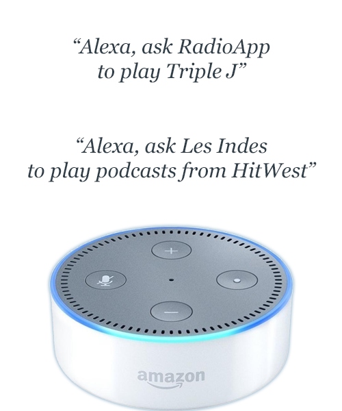 Alexa Skills for RadioApp and Les Indes Radios on Amazon Echo Dot